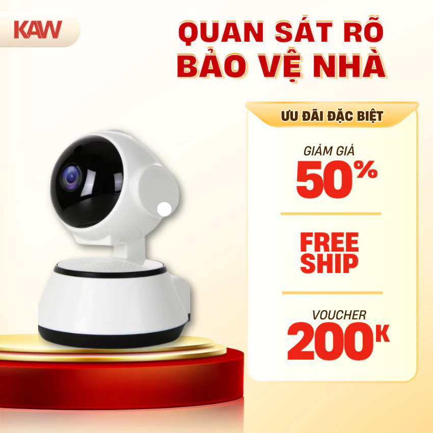 Camera giám sát không dây KAW V380 Full HD 1080p, Hồng Ngoại Ban Đêm