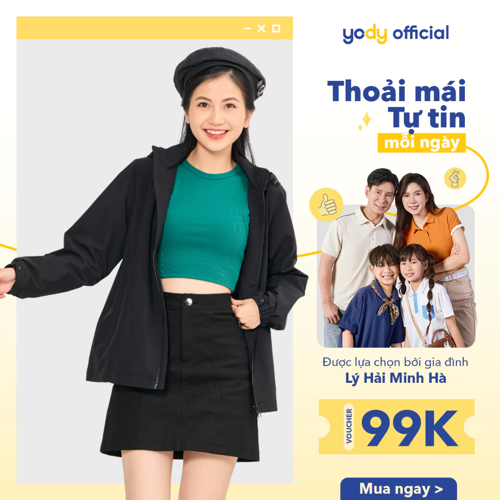 [BST Thu đông 2025] Áo khoác gió nữ YODY cao cấp giữ ấm hiệu quả chống gió chống bụi chống nắng WCWC25F048