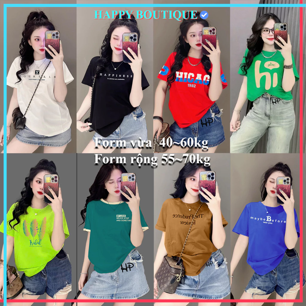 [40~70kg] Áo Thun Thái Nữ Cotton 100% Mềm Mịn Mát, Thấm hút, Co Dãn, Nhiều Mẫu, Mặc Đôi Nhóm
