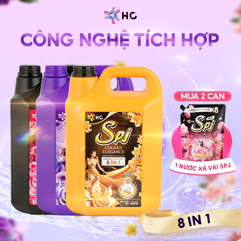 Nước Giặt Xả HC SPJ 5L – Nước Giặt 8IN1, Đánh Bay Vết Bẩn, Lưu Hương Bền Lâu Làm Sạch