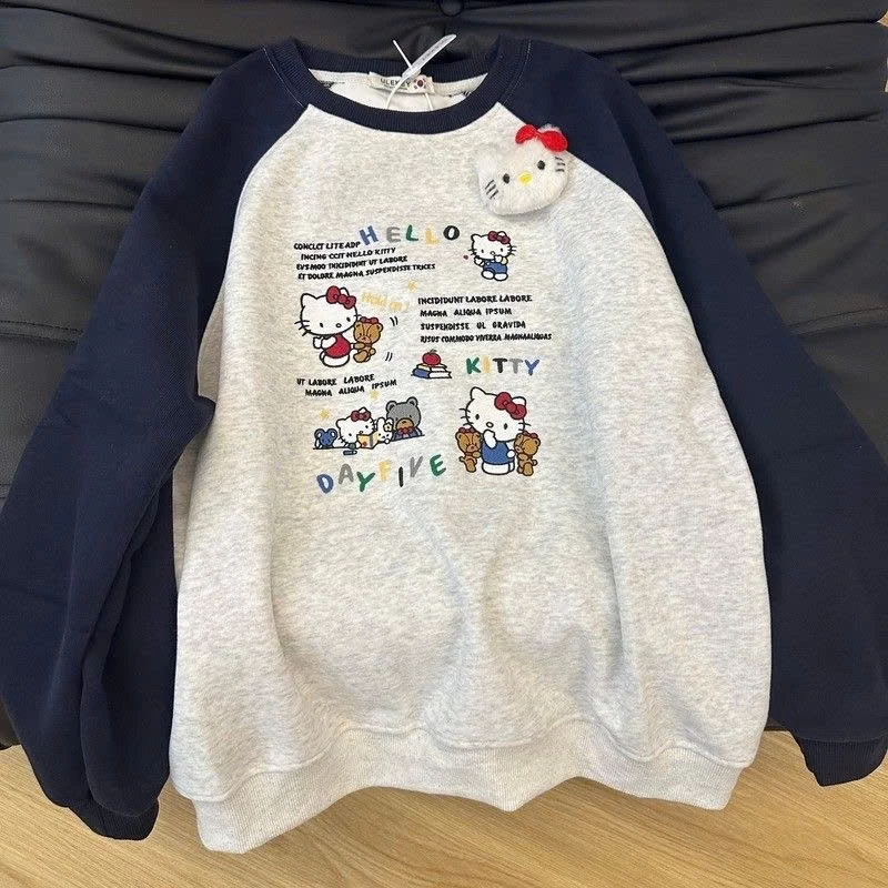 Áo sweater nỉ Nữ  form rộng chất nỉ ngoại in chữ hình Shin ôm cún  phong cách Hàn Quốc Women Top Cổ Tròn Hoodie