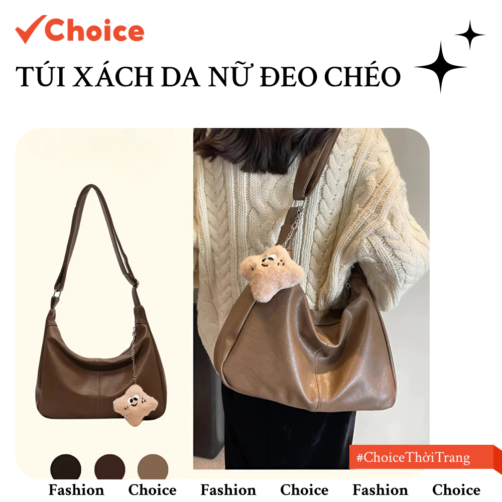 Túi xách da nữ Choice FS1-2213-280 đeo chéo kèm móc khóa phong cách retro