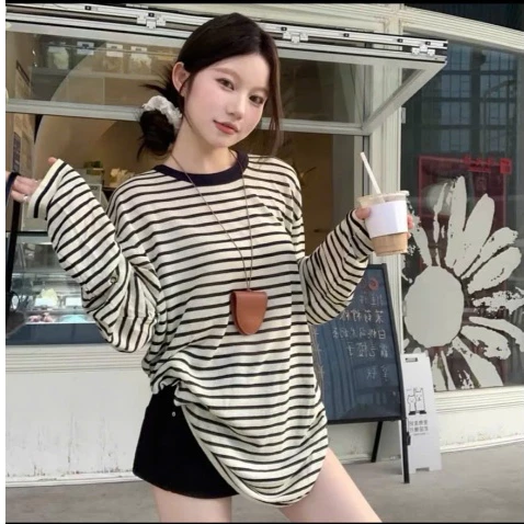 ÁO thun tay dài from rộng ÁO KẺ VẰN NGANG phong cách Hàn Quốcthuunisex M2588