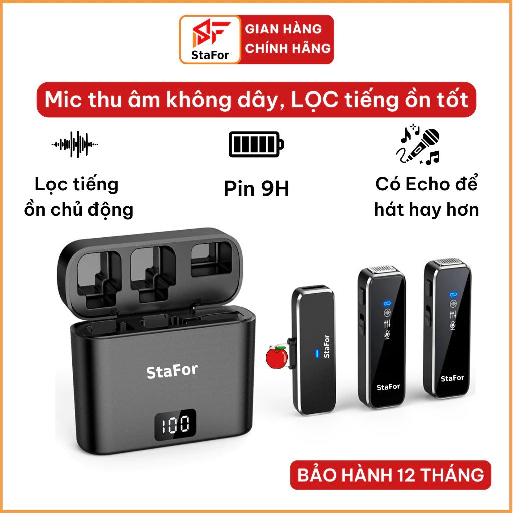 Mic thu âm lọc tiếng ồn không dây M31, mic cài áo để livestream, quay vlog pin sạc có echo hát hay hơn.