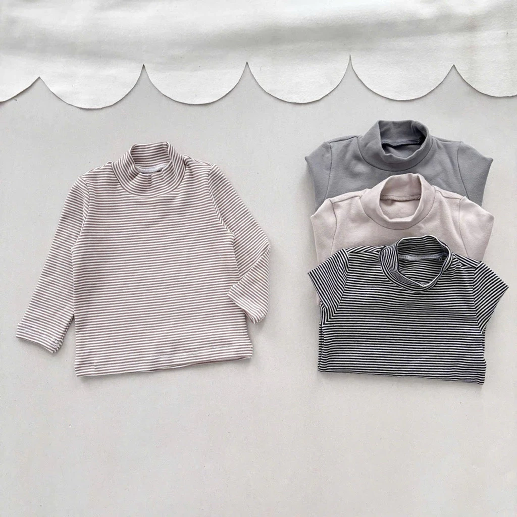 Áo giữ nhiệt cổ cao 3cm cho bé chất liệu cotton Hàn xuất dư mềm mại và co giãn tốt