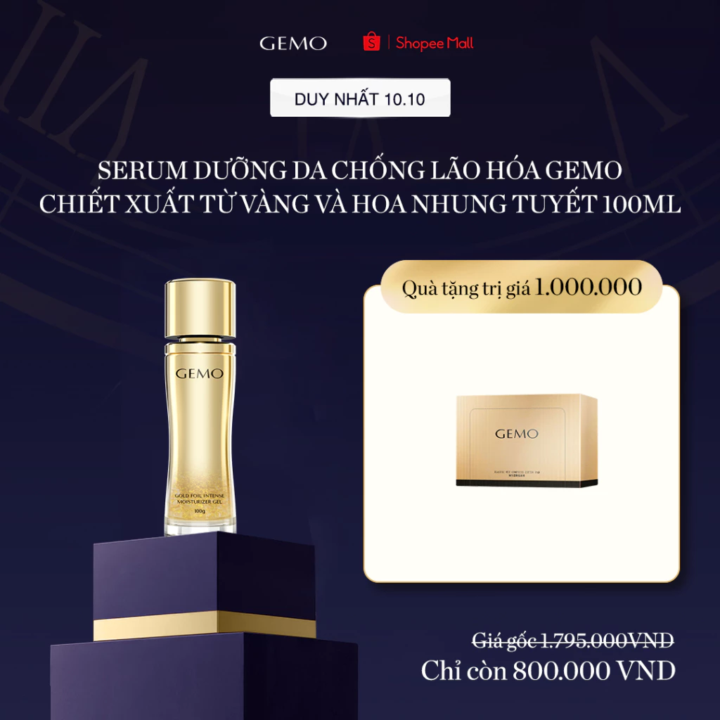 Gel dưỡng da chống lão hóa GEMO chiết xuất từ vàng và hoa nhung tuyết 100ml