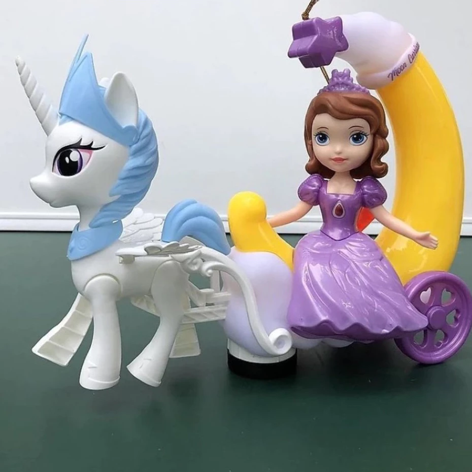[Siêu KM] Đèn lồng trung thu Công chúa Bạch Tuyết ngồi xe ngựa Pony chạy pin có nhạc có đèn cho bé, có tay cầm HappyKi