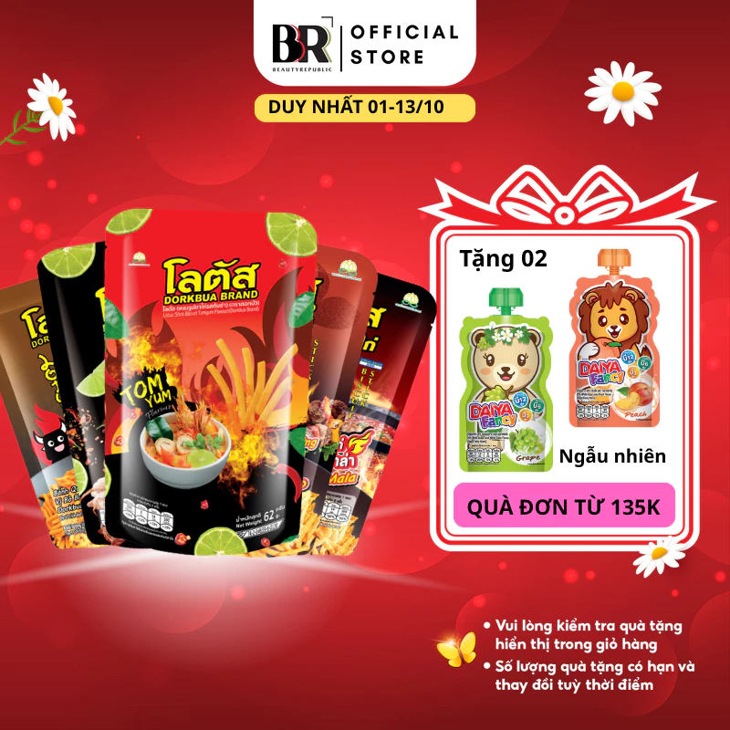 Bánh Snack Que Tăm Chuẩn Vị Lẩu Chua Cay Thái Lan Dorkbua 62g Nhiều Vị (Bim Bim)