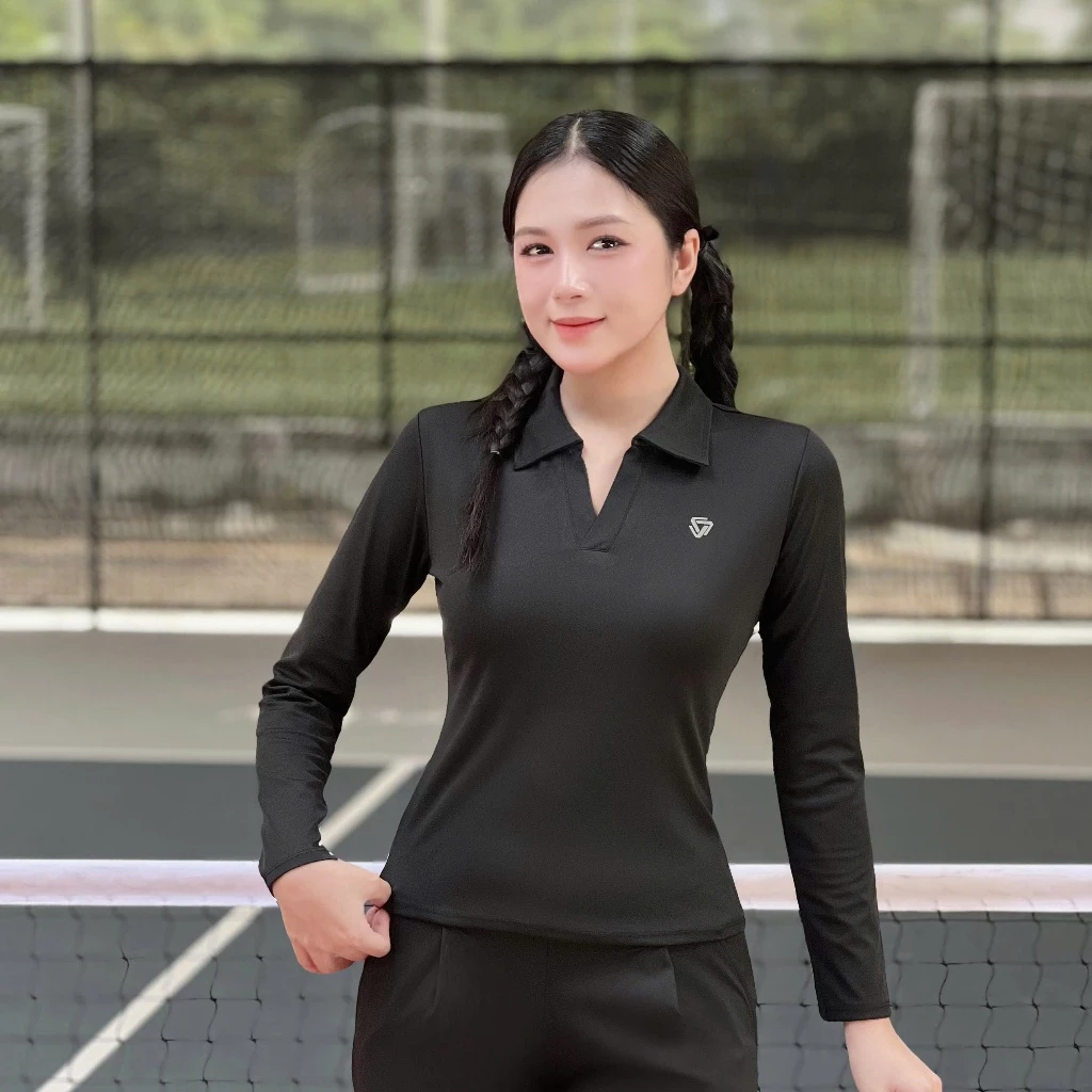 Áo pholo dài tay Thể Thao Nữ Tập Pickleball, Tennis, Chạy Bộ, Tập Gym