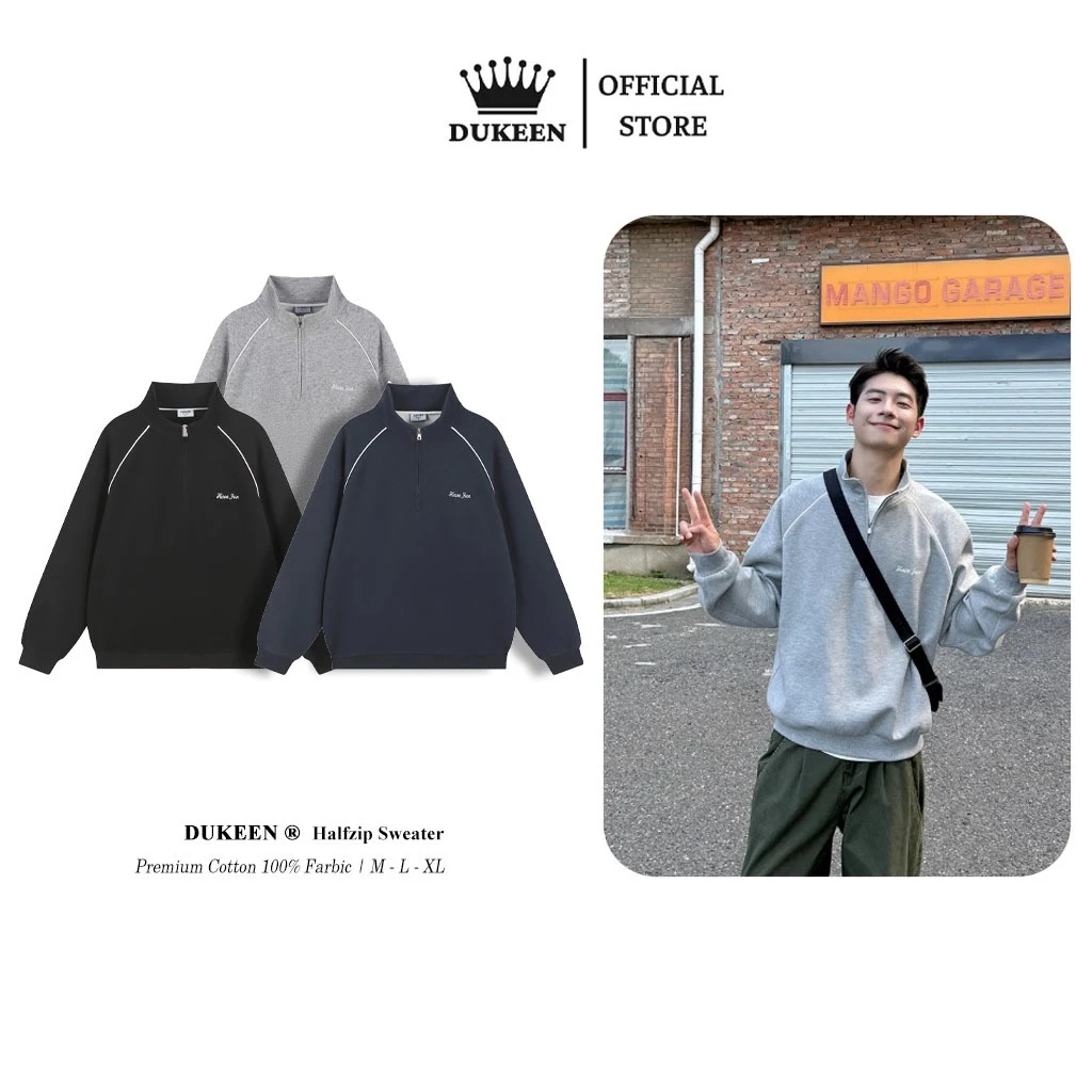 Áo Sweater DUKEEN Halfzip Sweater Thêu, Vải Hindless Fabric Unisex Local Brand AD102