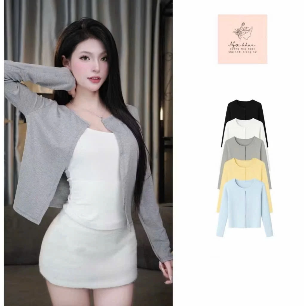 Áo Cardigan dài tay dễ phối màu trơn thời trang dáng rộng đơn giản mẫu mỏng mùa thu cho nữ