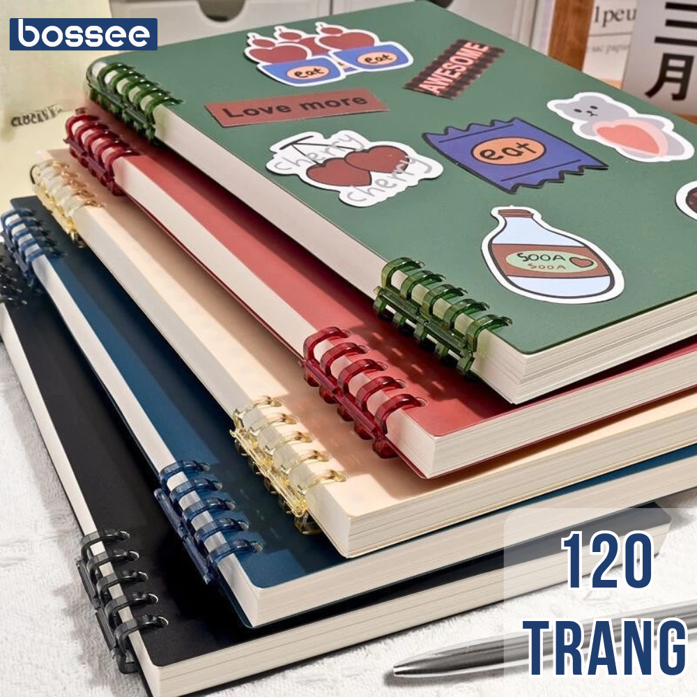 Sổ còng thay giấy A5 B5 120 Trang - [ Tặng Sticker ] - Vở Học Sinh Giấy Kẻ Ngang/ Kẻ Caro Chống Lóa