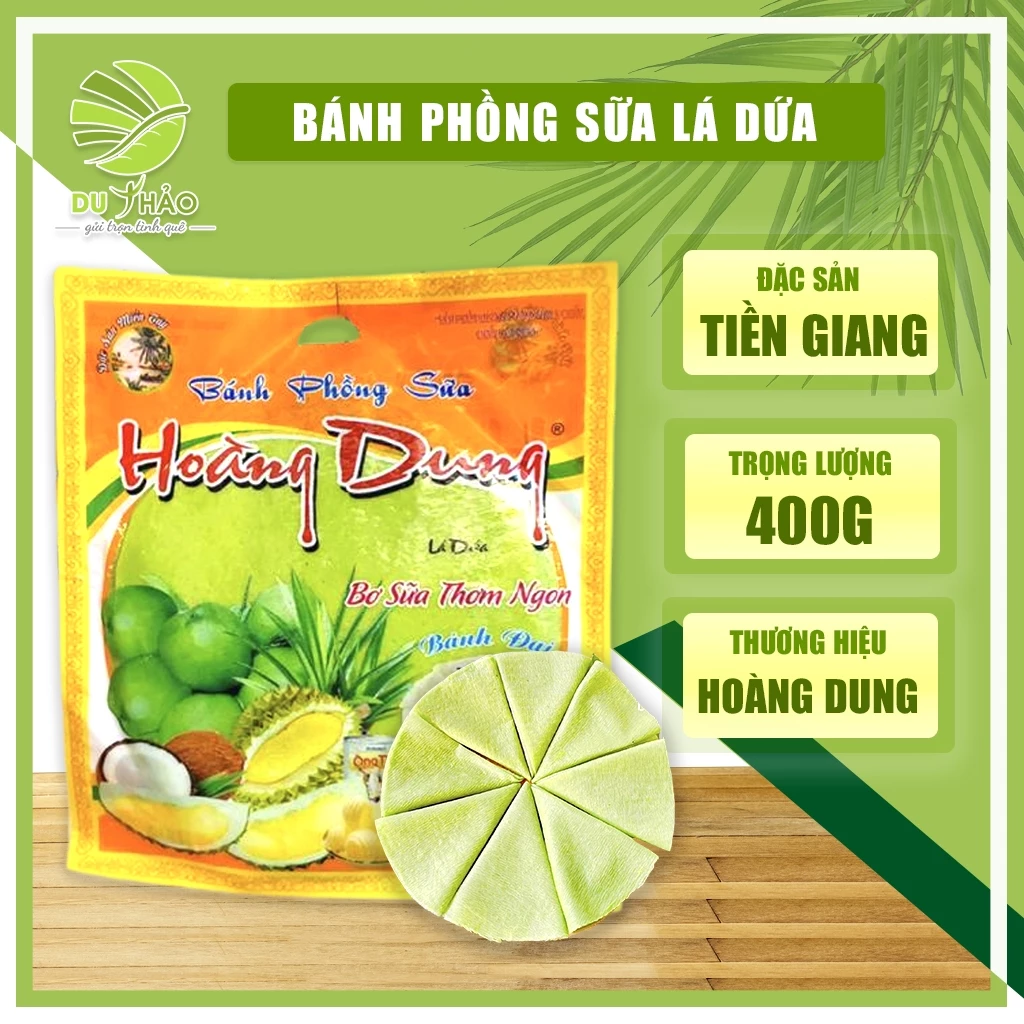 Bánh Phồng Sữa Lá Dứa Hoàng Dung Gói 10 Bánh, Bánh Tráng Sữa Ăn Liền, Đặc Sản Tiền Giang