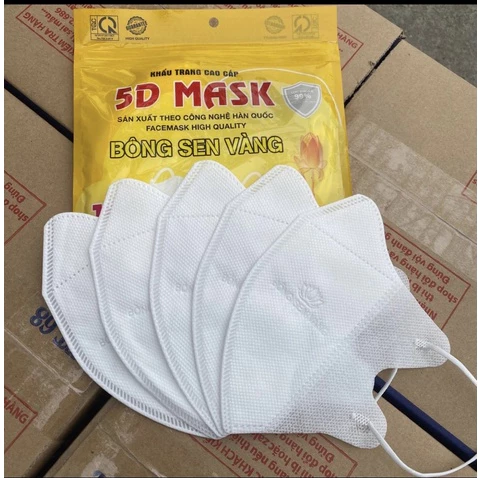 Thùng 200 cái Khẩu trang Người lớn 5D MAST - Bông SEN VÀNG siêu tiết kiệm