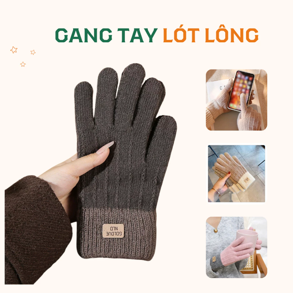 Găng Tay Lót Lông Didooglt Chất Len Mềm Mịn Giữ Ấm Tốt Phong Cách Hàn Quốc 2 Màu Jacquard