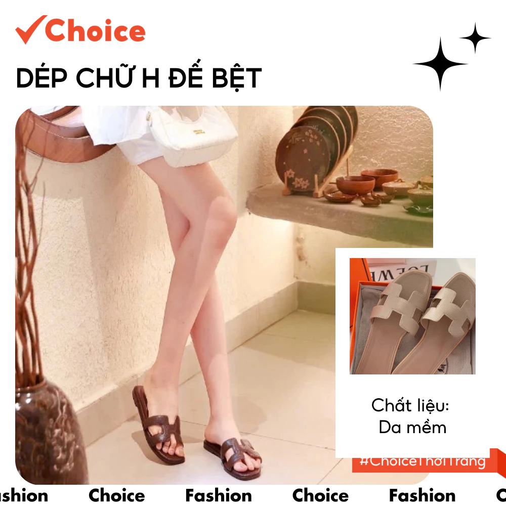 Dép chữ H bệt Choice SC6731 màu kem đậm