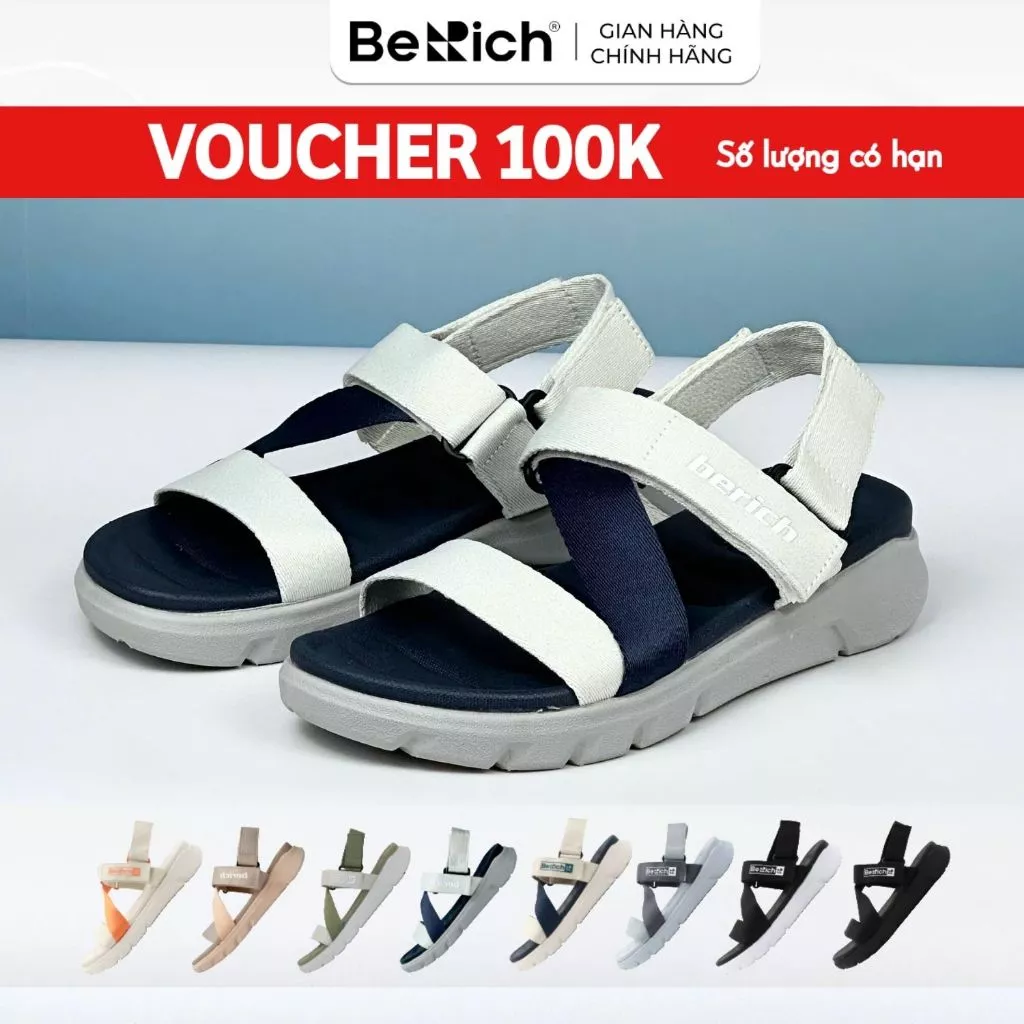 [LÙI SIZE] Giày Sandal Berich Nam Nữ Quai Chéo Đi Học Cao 4cm Nhẹ Bền Êm BE677