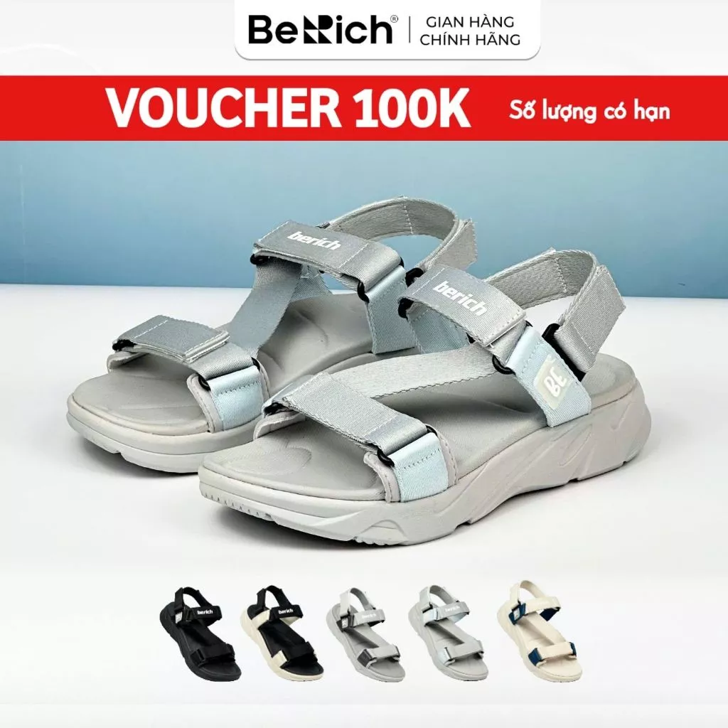 Giày Sandal Nam Nữ BERICH Đi Học Đi Chơi Siêu Nhẹ Bền Êm BE377