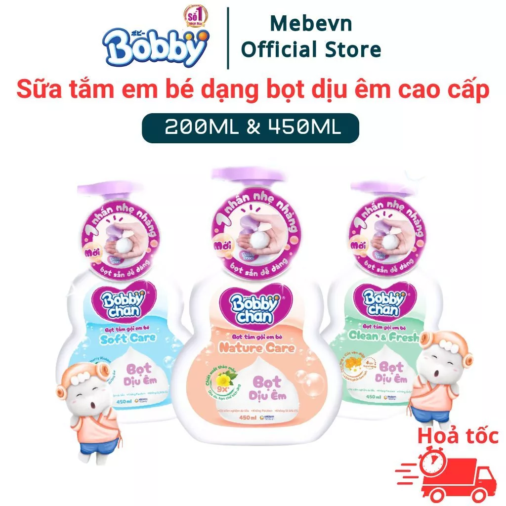 Sữa tắm em bé dạng bọt Bobby chính hãng, bọt tắm bé dịu nhẹ, sạch sâu, an toàn cho da nhạy cảm