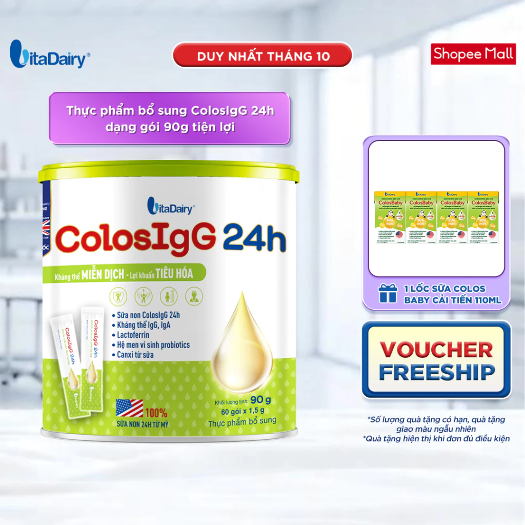 Thực phẩm bổ sung ColosIgG 24h dạng gói 90g tiện lợi - VitaDairy