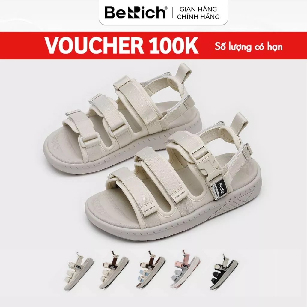 Giày Sandal Berich Nam Nữ 3 Quai Ngang Chống Trơn Trượt Bền Êm Thoải Mái BE279