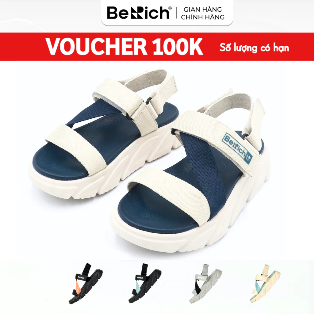 Giày Sandal Quai Chéo Nam Nữ Đi Học Unisex BeRich BE577 Đế Cao 5cm  Siêu Nhẹ Êm Bền