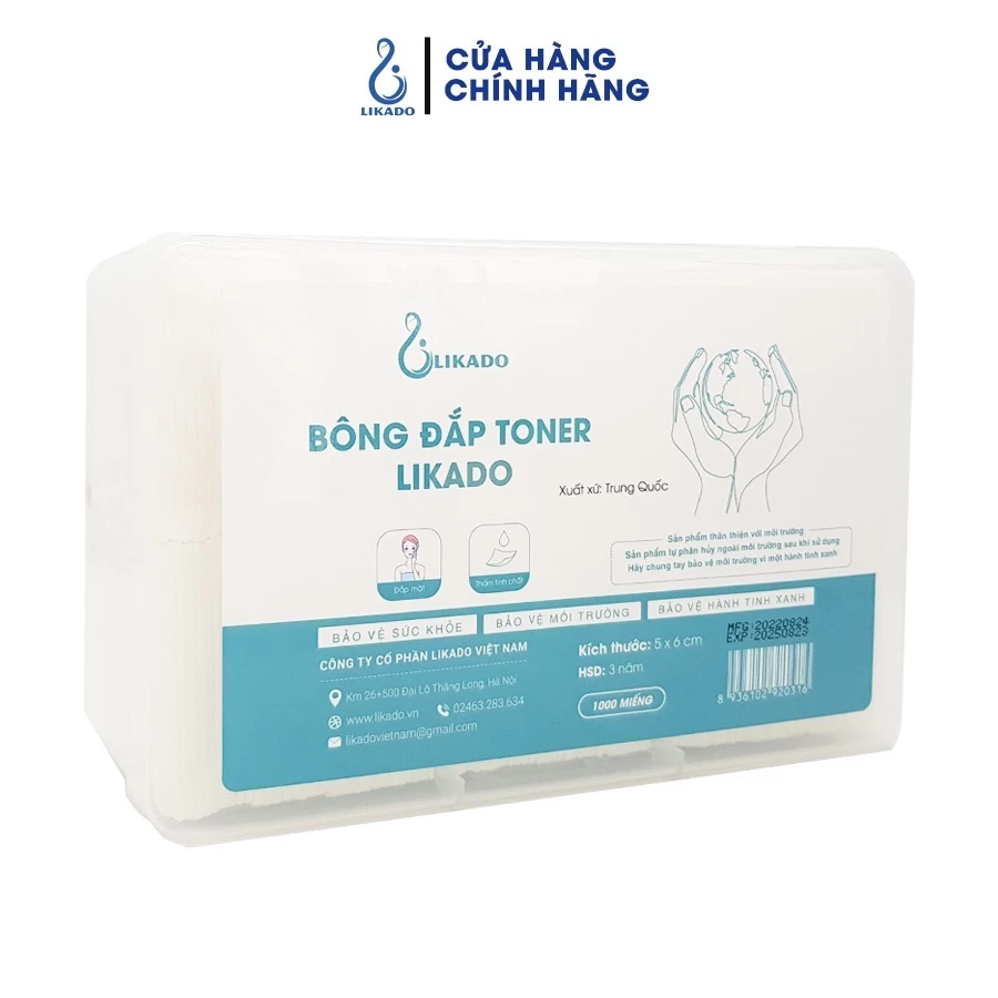 [Top Value] Bông đắp toner lotion mask Likado gồm 1000 miếng cotton mềm (1 hộp)
