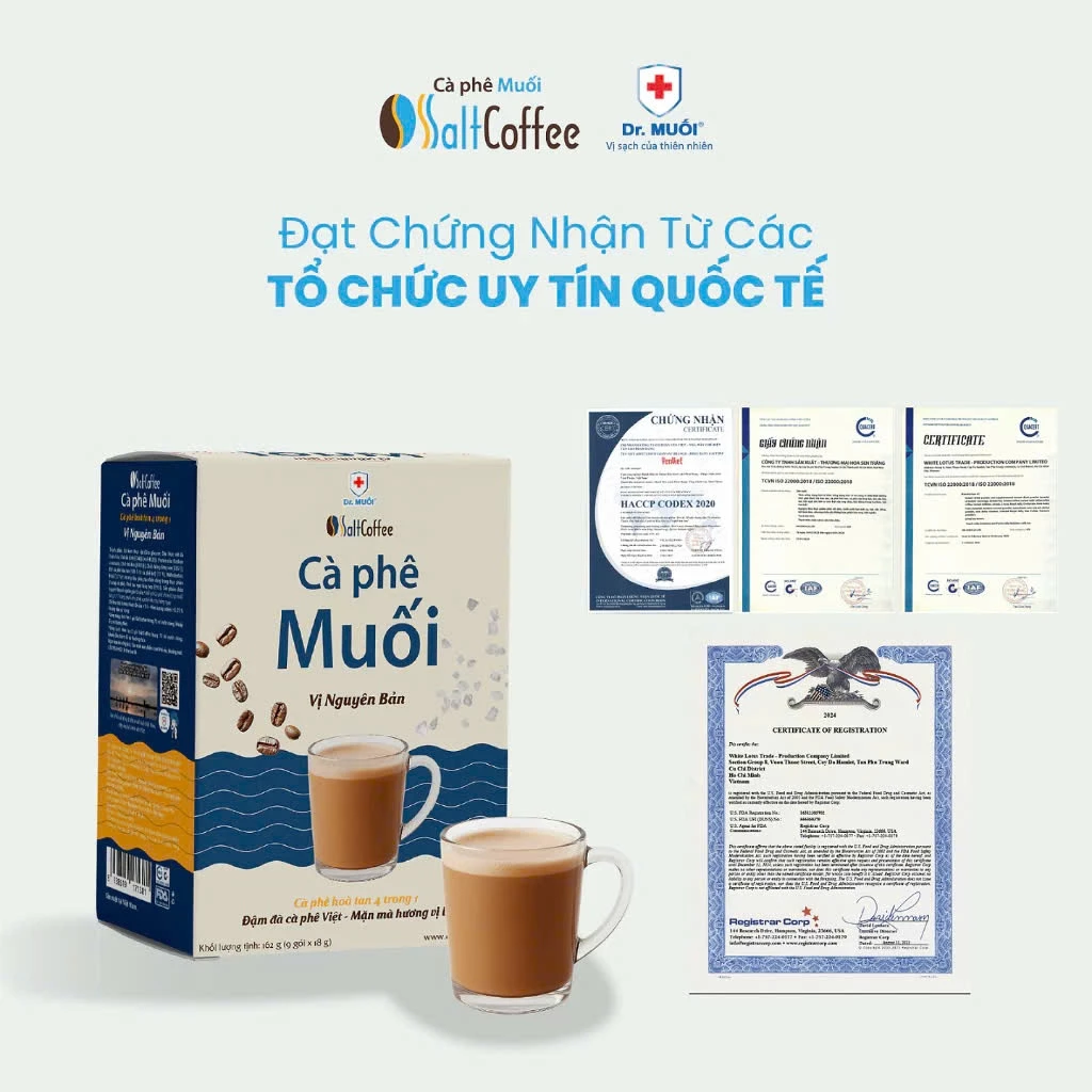 Cà Phê Muối Salt Coffee Hộp 162g (9 gói x18g) / Hàng Chính Hãng/Date mới nhất - G55