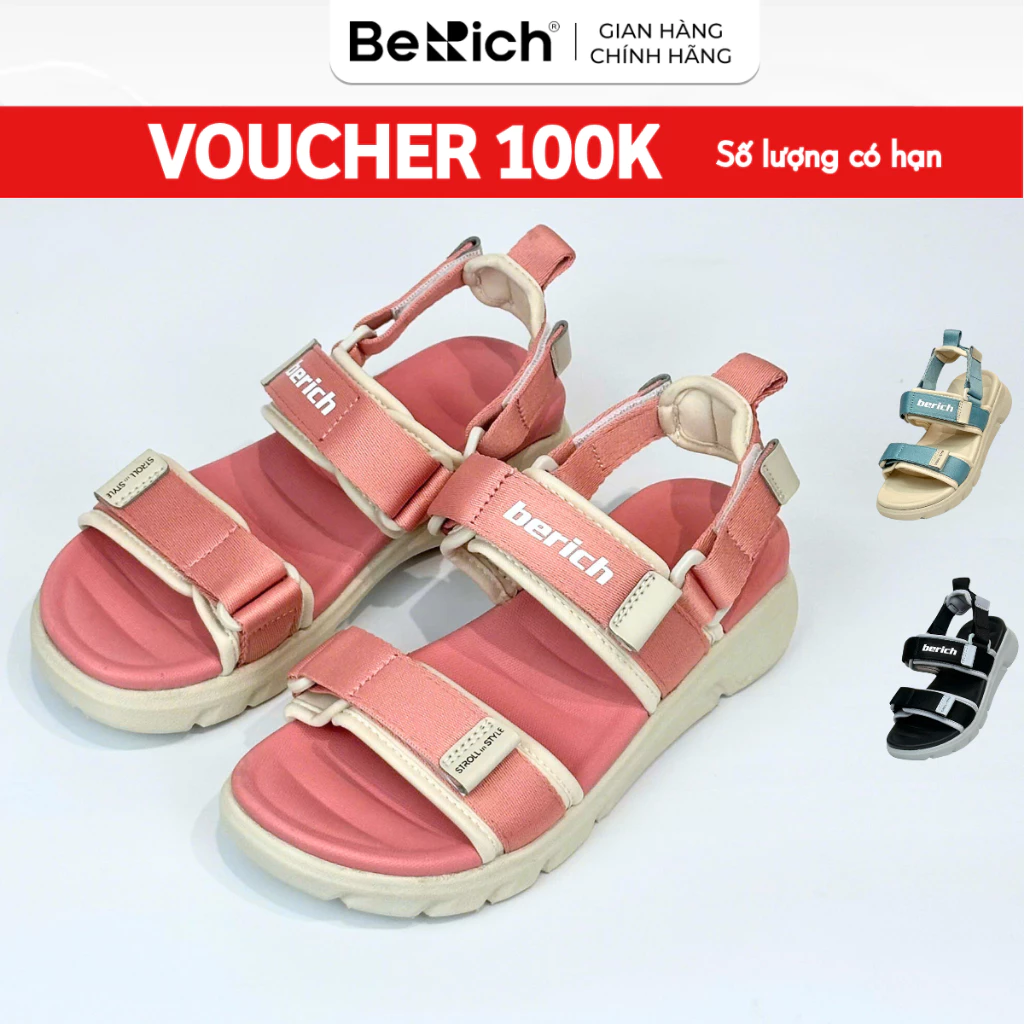 Sandal Berich Bé Trai Bé Gái Đi Học Nhẹ Bền Êm Dép Quai Hậu BE202 Hồng