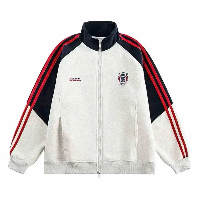 Áo Khoác Hoodie 09 Logo Thêu Kéo Zip 2 Đầu Nỉ Bông - Bomber Cardigan Unisex Túi Trong Chạy Sọc Vai Phối Thân Top Jacket