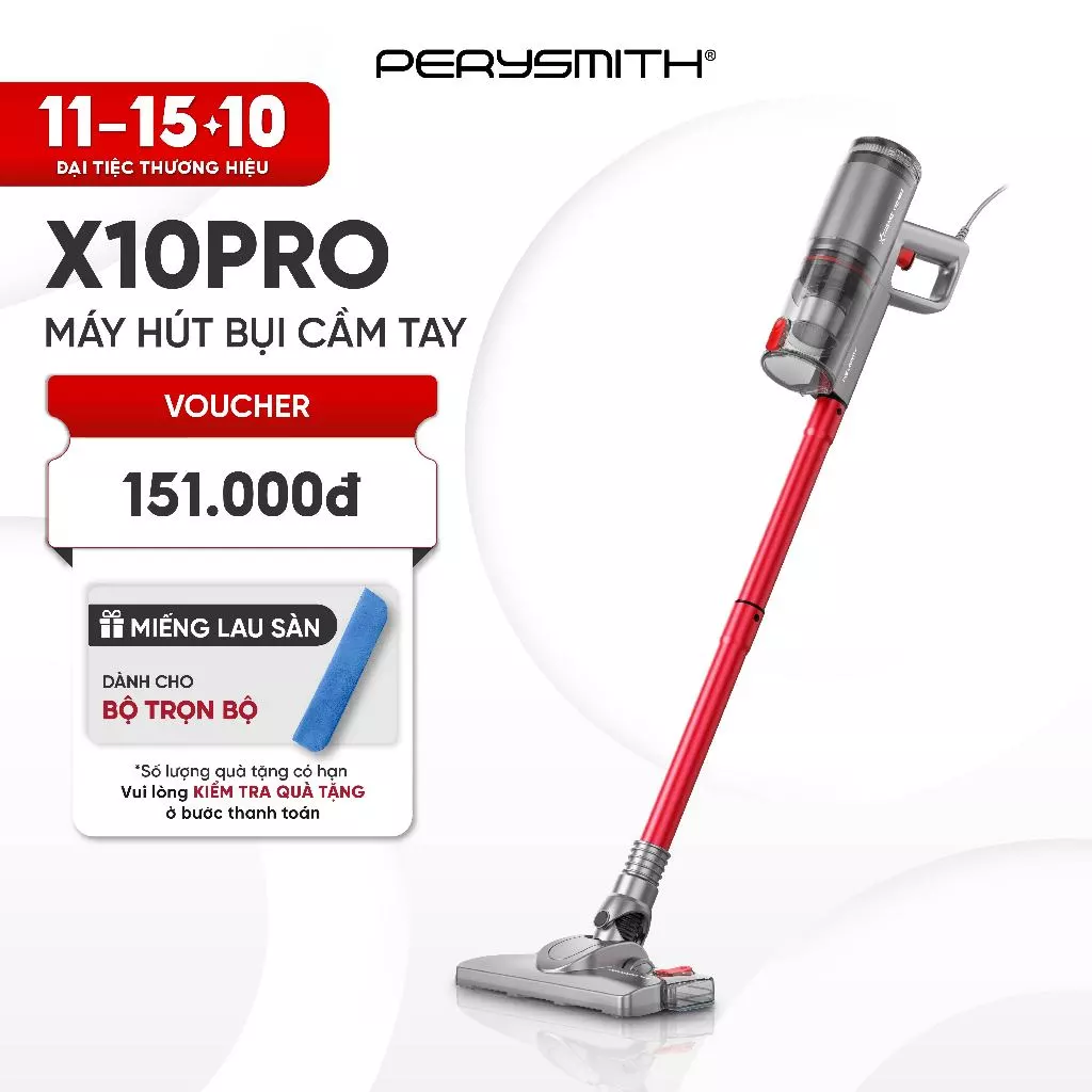 MUA 1 ĐƯỢC 4 | Máy Hút Bụi PerySmith X10Pro 2 Lõi Lọc HEPA Hút Sàn/Sofa/Ô Tô 21000Pa Nhẹ 1kg BH 1Năm