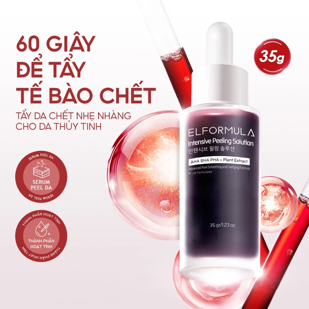 Serum peel da mặt ELFORMULA tẩy tế bào chết trắng da với AHA và BHA tinh chất 35g tẩy da chết mặt