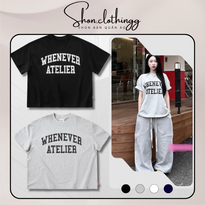 Áo Thun Nam Nữ Whenever Chữ Vòm Basic In Chữ Form Rộng Tay Lỡ Unisex Vải Cotton 2 Chiều Full Tag