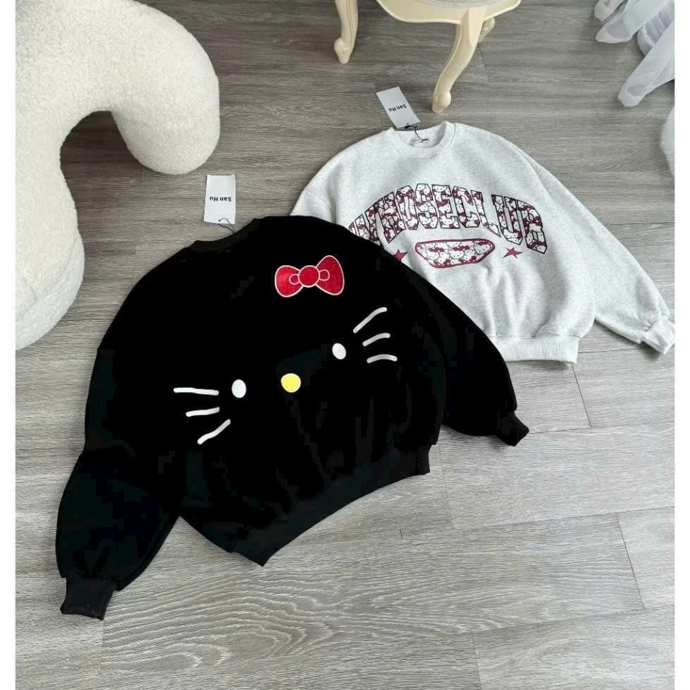 Áo Sweater Nam Nữ In Pet WHOSECLUB Mèo Kitty - Khoác Hoodie Tròng Đầu Vải Nỉ Len Dày Mịn Unisex Tay Dài Top Thu Đông