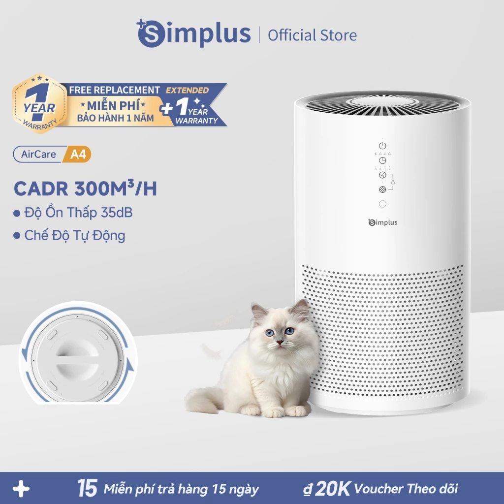 Simplus Máy Lọc Không Khí Giá Trị CADR 300m³/h KQJH007 - Bảo Hành 2 Năm 1 Đổi 1