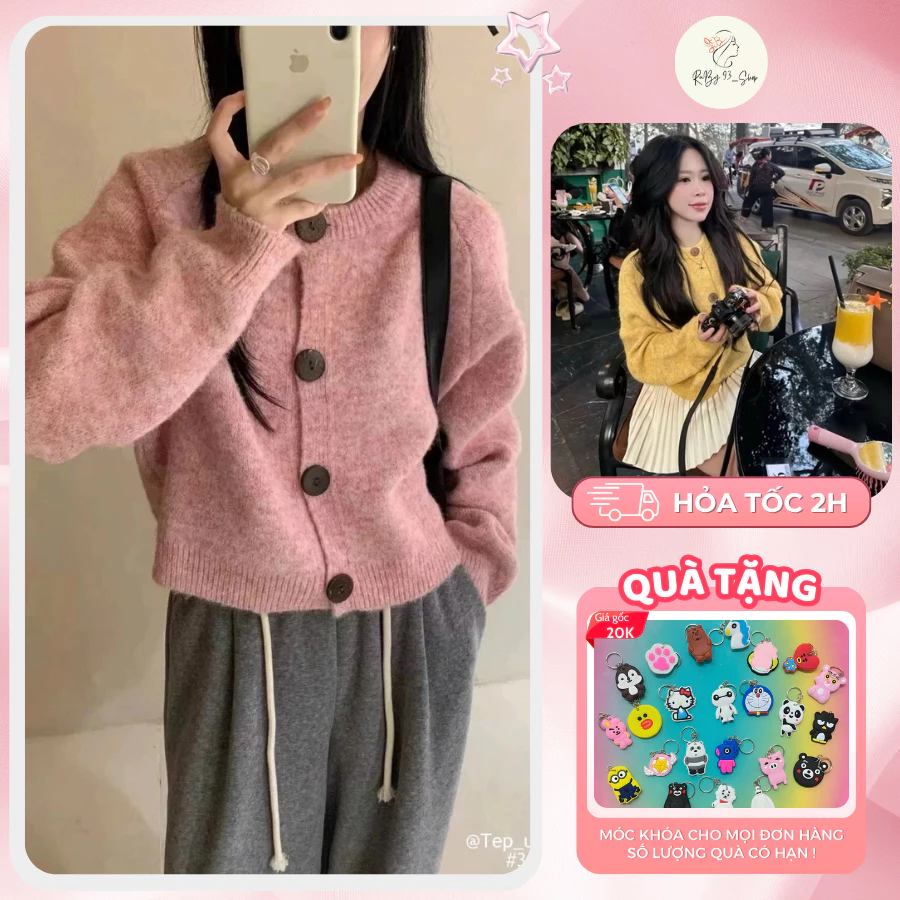 [CÓ QUÀ TẶNG] ÁO CARDIGAN LEN, ÁO KHOÁC LEN CÚC GỖ CHẤT LEN MỀM MỊN SIÊU XINH TIỂU THƯ TRẺ TRUNG
