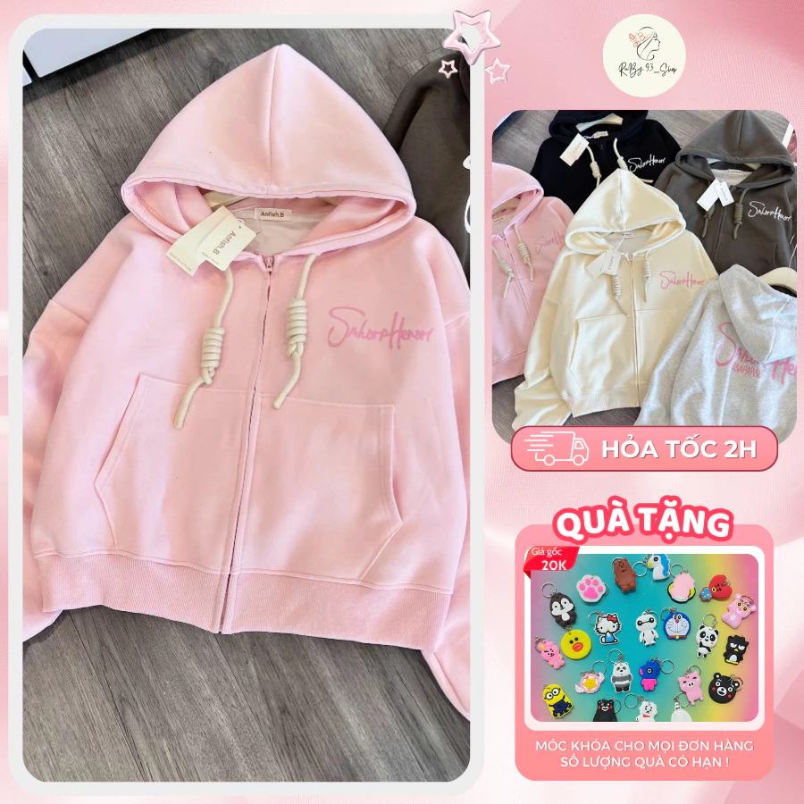 Áo Hoodie Zip chất nỉ Hàn dày dặn cao cấp in chữ 2 mặt dành cho nam nữ Áo khoác nỉ hoodie zip form rộng