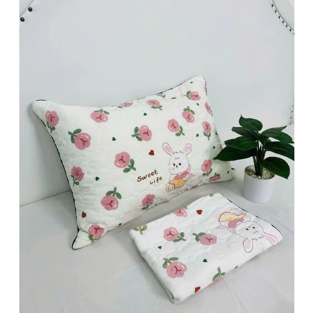 Vỏ gối nằm cotton đũi xơ đậu nành trần bông dày dặn nhiều mẫu kích thước 50x70cm