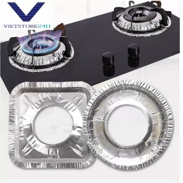 Set 50 Miếng Giấy Bạc Lót Bếp Ga Chống Vết Dầu Mỡ, Vết Bẩn Bám Trên Bề Mặt Tiện Lợi