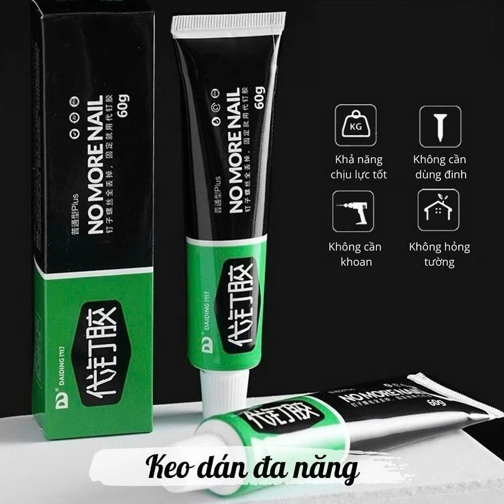 [ Hót ] Combo 4 Tuýp Keo Siêu Dính No More Nail 60g, Keo Siêu Dán Tường Dán Kim Loại Gỗ Nhựa Chống Thấm Nước Chịu Nhiệt