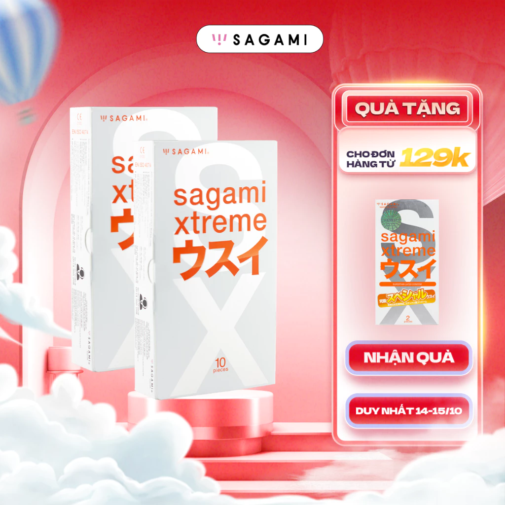 Combo 2 hộp bao cao su Sagami Superthin hộp 10 chiếc bcs mỏng kiểu truyền thống