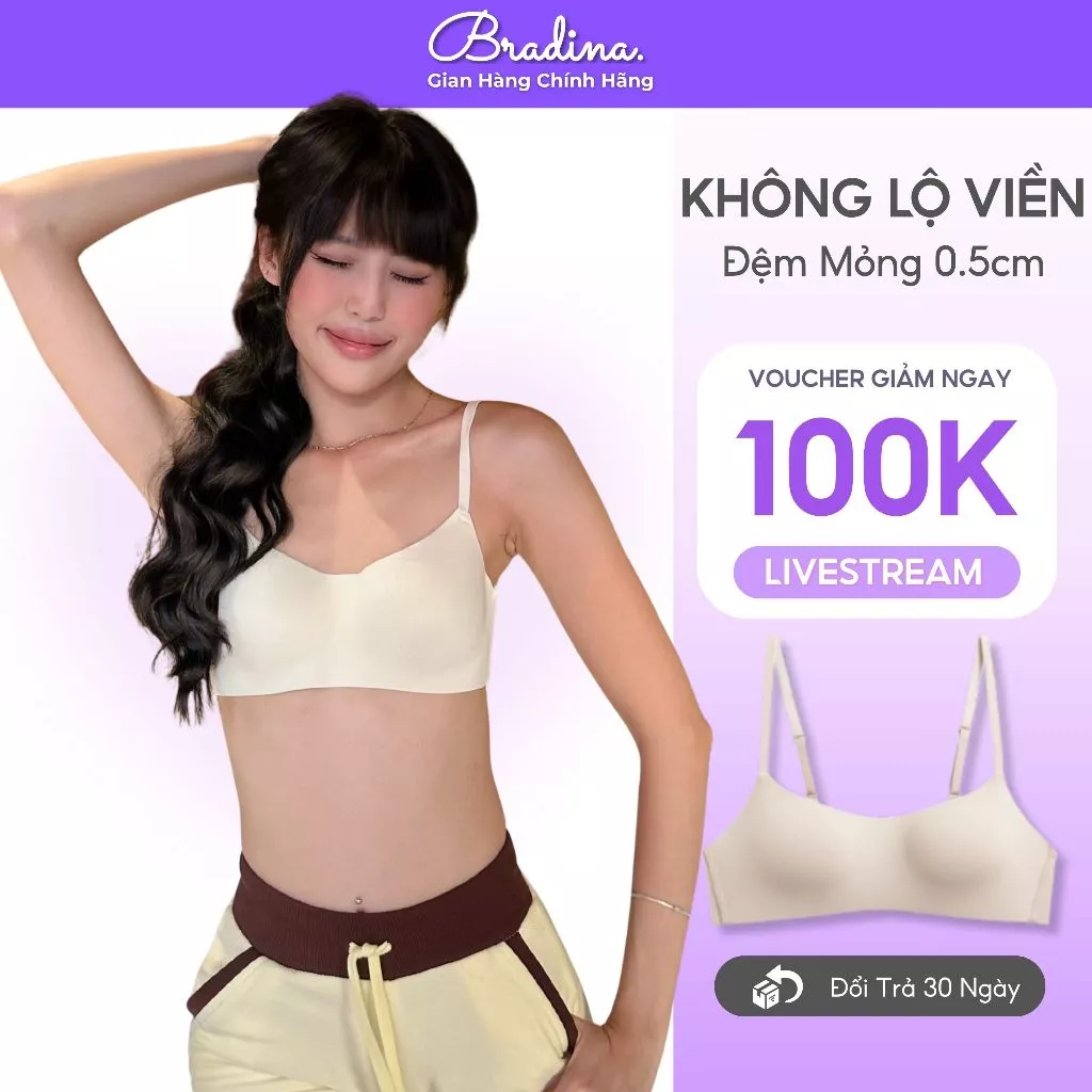 Áo lót su không gọng, không lộ viền Pretty Bradina, đệm mỏng 0.5cm, co giãn 4 chiều mềm mại ALKG15