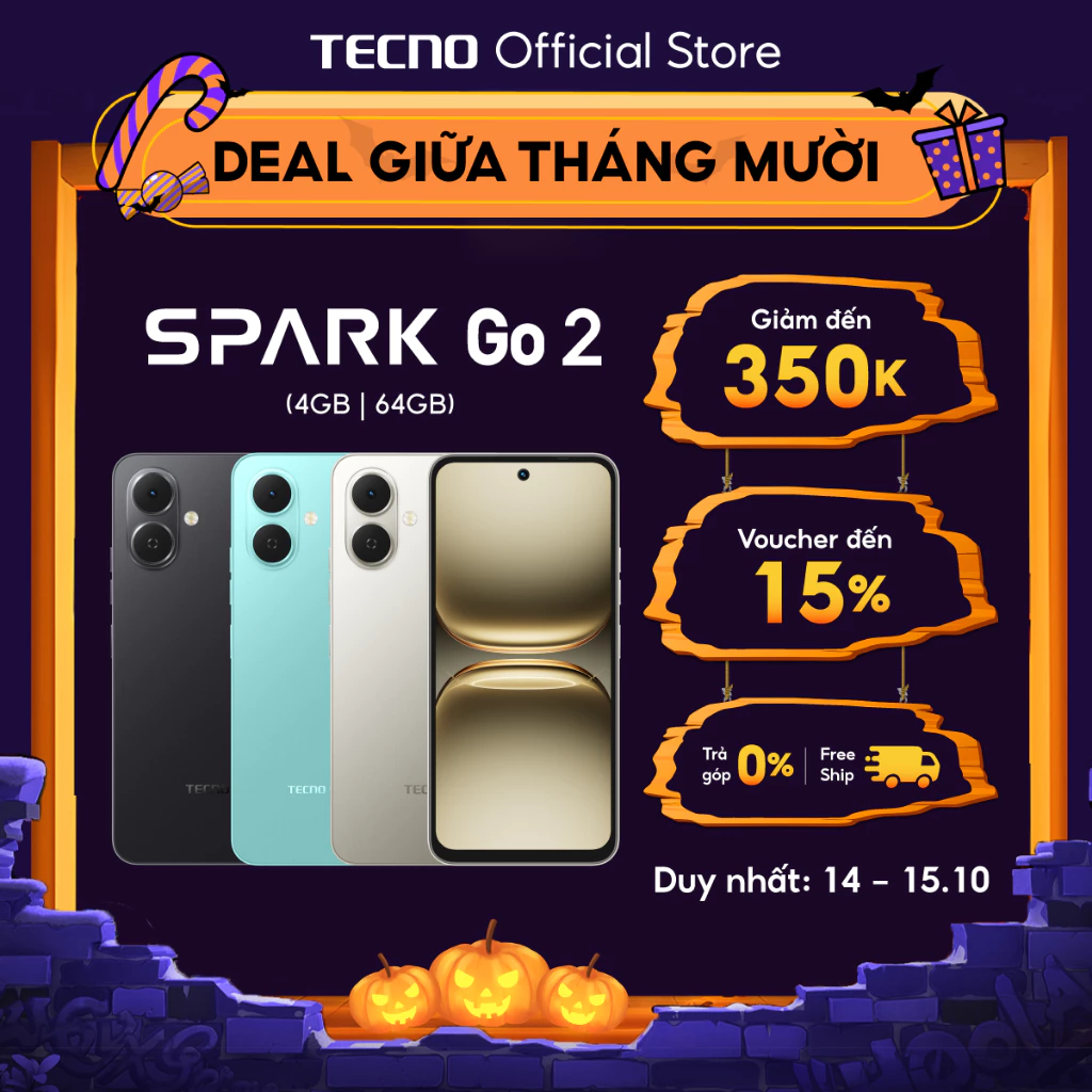 Điện thoại TECNO SPARK GO 2 (4+4)GB/64GB | Màn hình 6.67\" 120Hz | Pin 5000mAh | Loa kép 300%