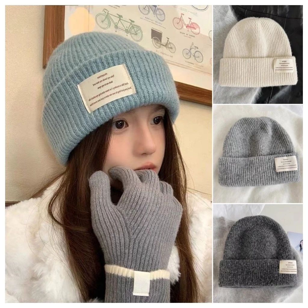Mũ len cao cấp unisex dệt kim phong cách Hàn Quốc, mũ nón beanie lông thỏ mềm mịn ấm áp thời trang thu đông