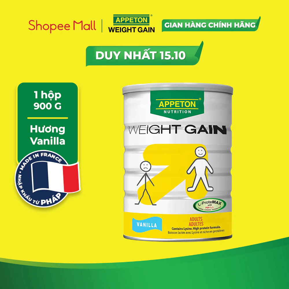 Sữa Appeton Weight Gain cho Người lớn hương Vanilla lon 900g
