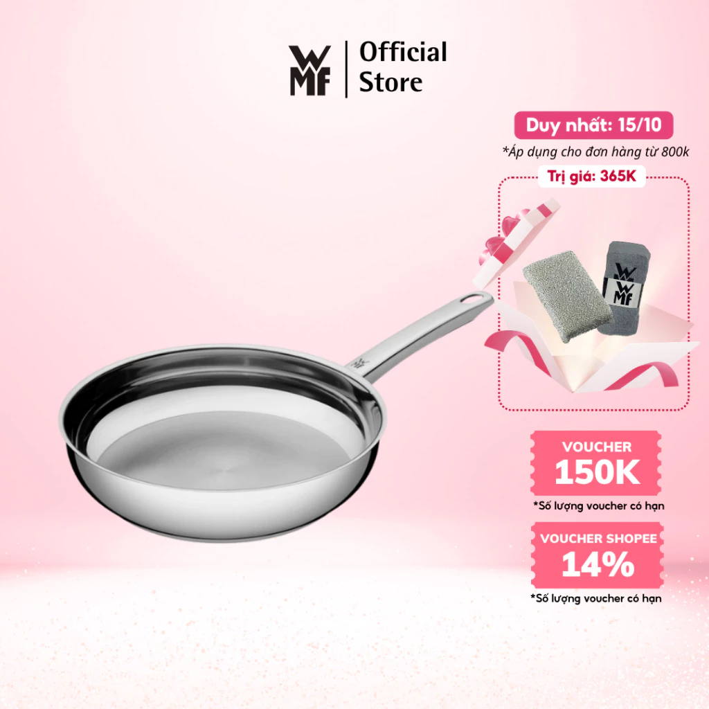 Chảo Thép WMF Profi size 20, 24, 28Cm Chất Liệu Thép Không Gỉ, Đáy Từ Dùng Cho Mọi Loại Bếp