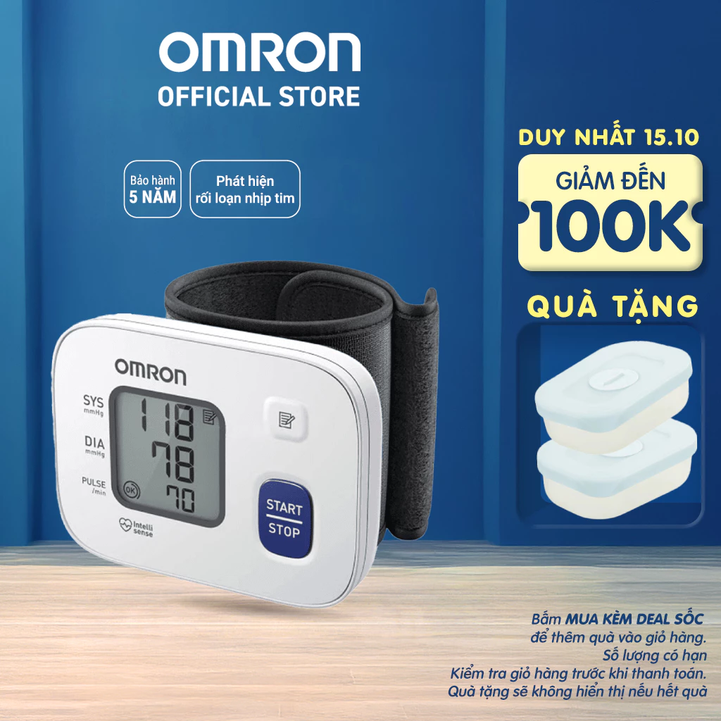 Máy Đo Huyết Áp Cổ Tay Omron HEM-6161