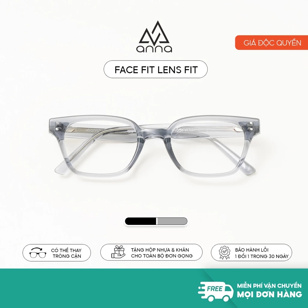 Gọng kính cận thời trang ANNA thiết kế dáng vuông kết hợp kim loại và nhựa 72029
