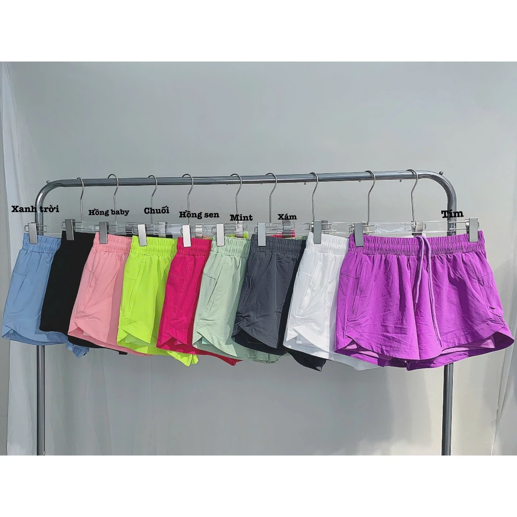 Quần Đùi Tập Gym Nữ Boxer 2 Lớp B1, Có Túi 2 Bên, Dây Rút Trong Lưng Quần