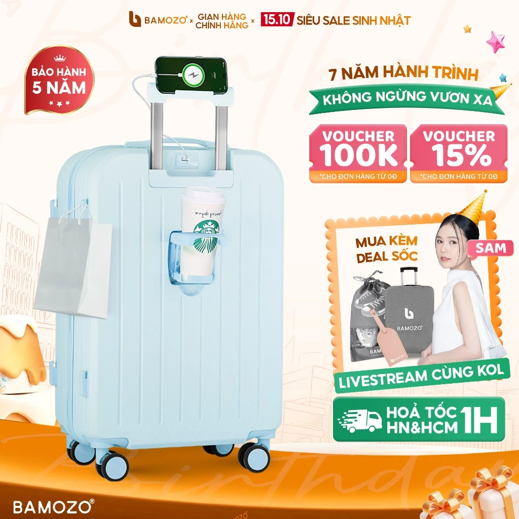 Vali Du Lịch B Bamozo Thời Trang Size 20/24inch, ABS Cao Cấp Bảo Hành 5 Năm - Lỗi 1 Đổi 1 Trong 30 Ngày_8812